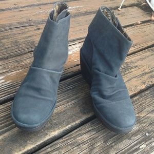 Fly London Green Brown Suede Ankle Lace Boots Booties Sz 7.5 8 EU 38 Wedge Shoes